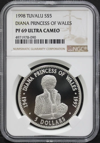Tuvalu 1998 Diana Princess of Wales Silver Coin NGC 69