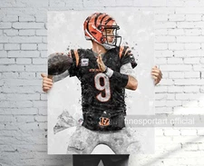 Joe Burrow Cincinnati Bengals Poster, Canvas, Football print, Sports wall art