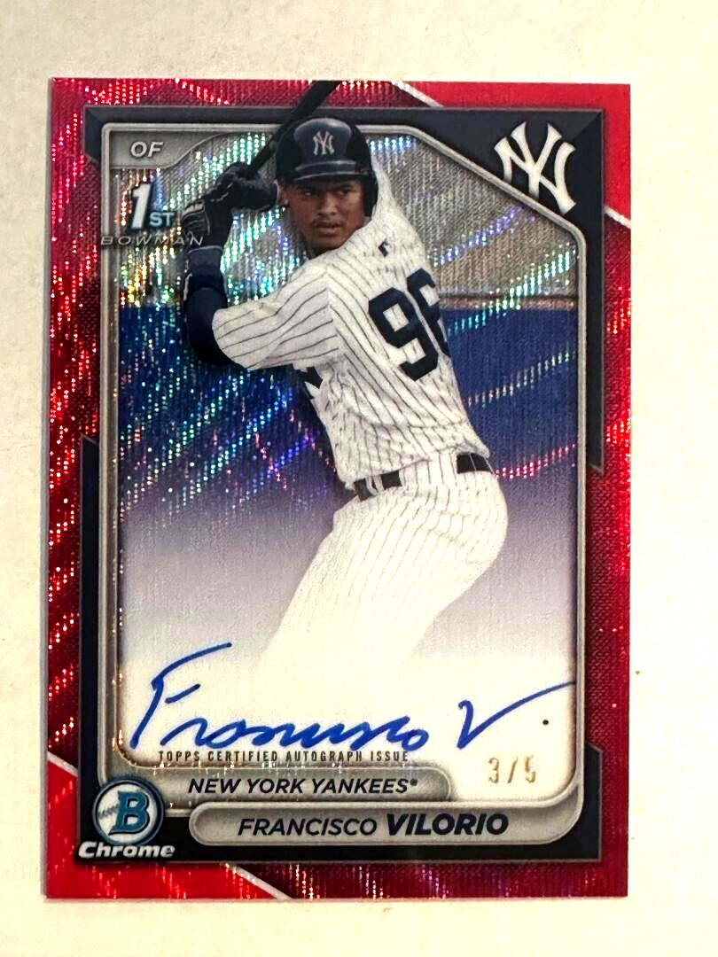 Francisco Vilorio 2024 Bowman Chrome  1st Auto Red Wave Refractor  #/5 🔥 WoW!