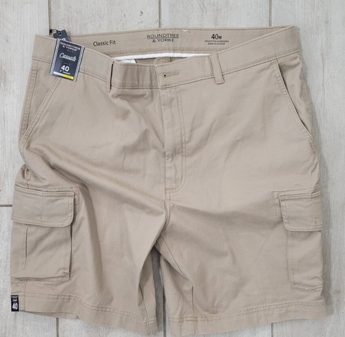 Roundtree and Yorke Classic Fit Cargo 40W Stretch Stoff dunkelkhaki Shorts