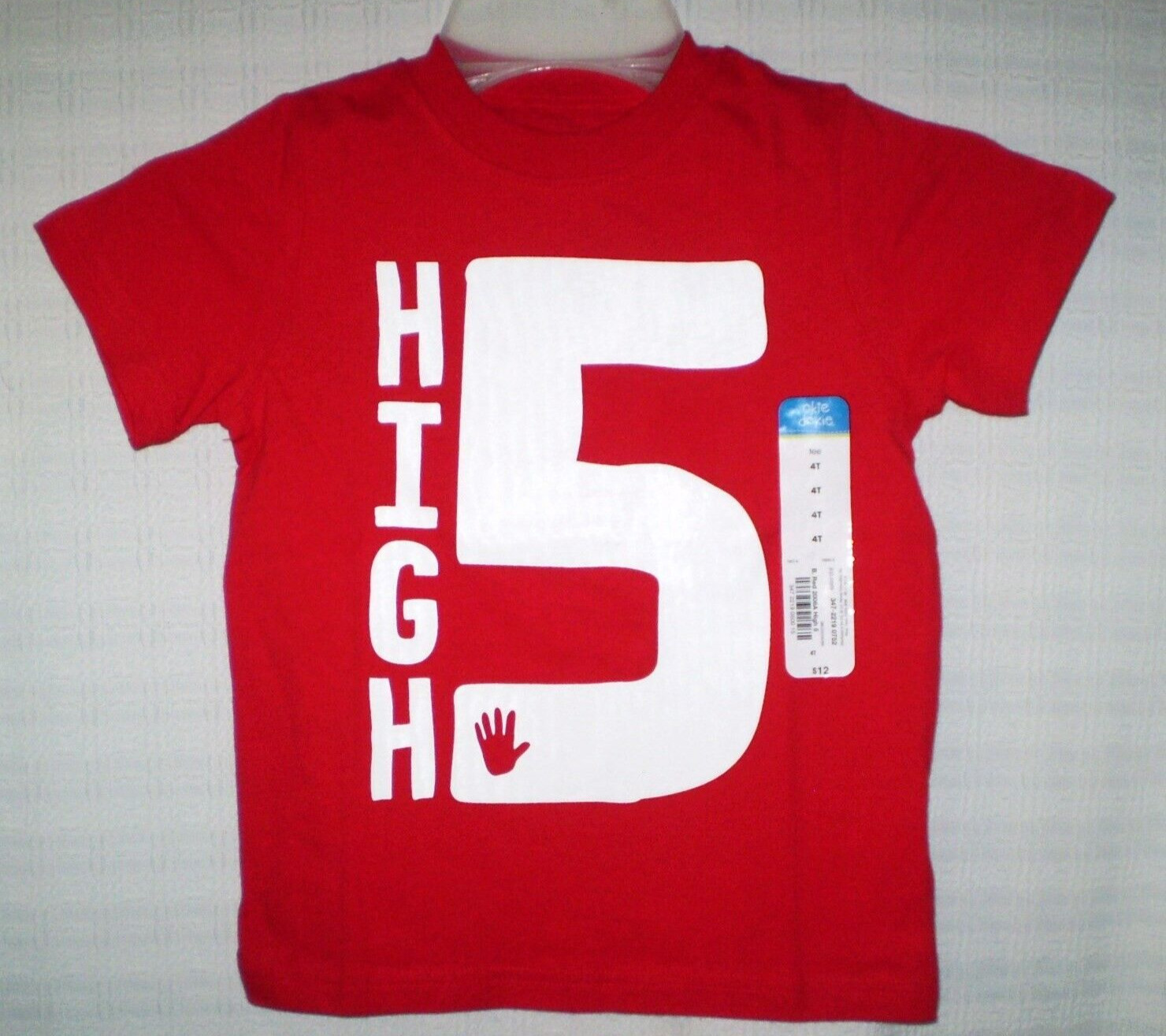 Okie Dokie Childrens High Five Hand Print Red T-Shirt Boys Girl 4T TWINS RARE *X image 2