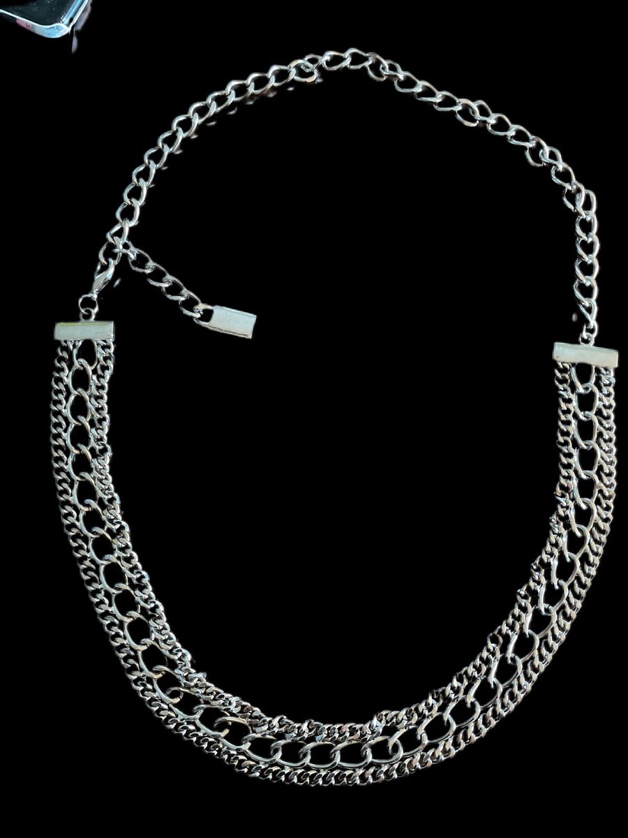 Silver Tone Triple Strand Belt Waist Bell Chain Link  display picture 2