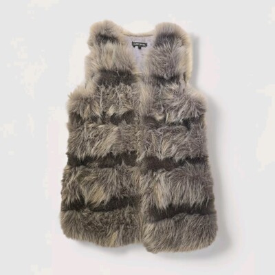 New Look CAMEO ROSE Grey Fur Gilet, Body Warmer Size Soft