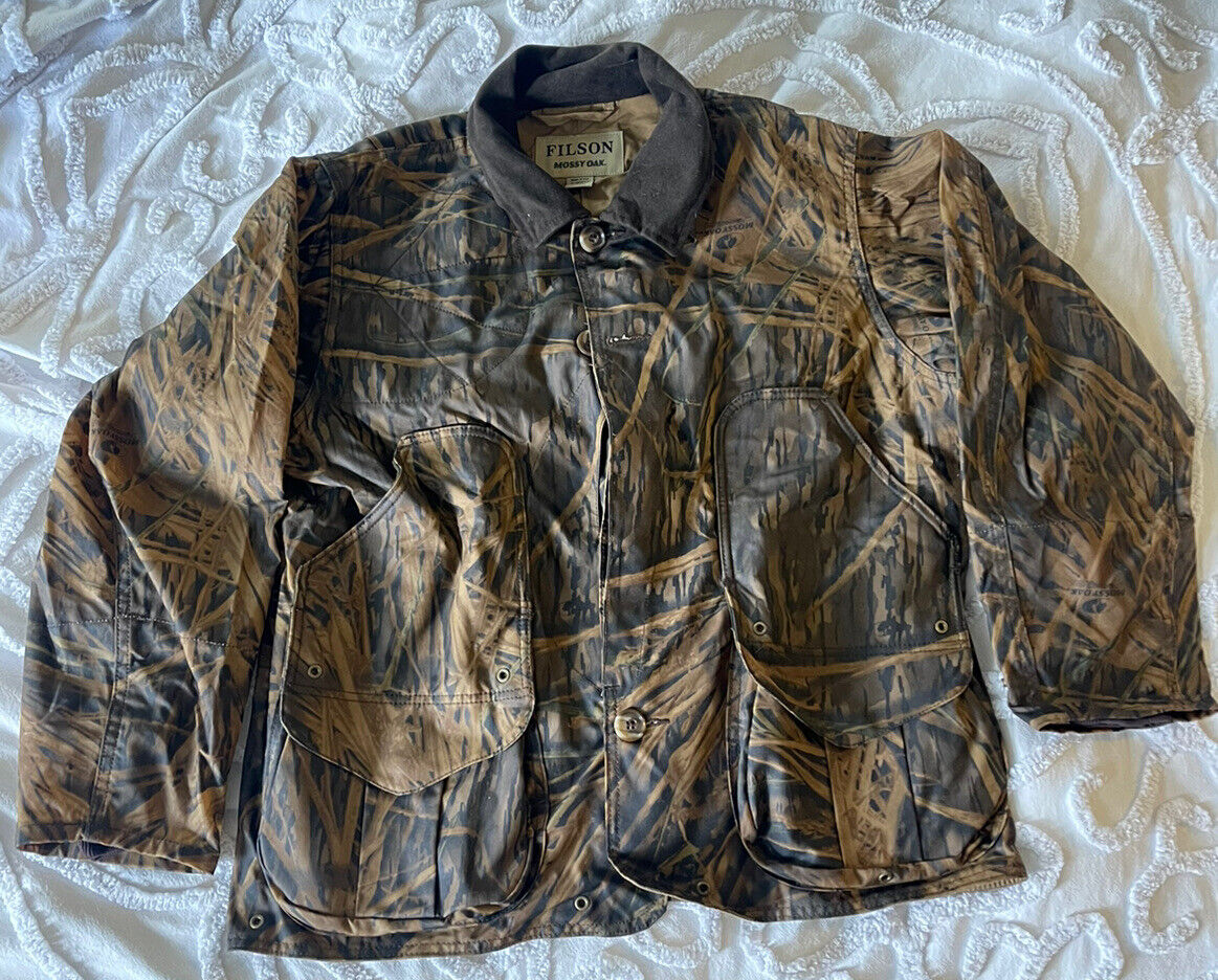 Filson x Mossy Oak Shelter Waterfowl Upland Coat 20073978 Oil Waxed Camo  Cloth