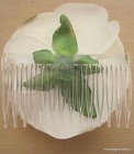 3 1/2" Cream White Ranunculus Silk Flower Hair Comb — photo 4
