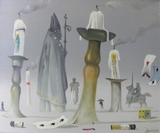 Luigi Regianini (Milano 1930-2013) Simboli tra la nebbia Olio su tela 50x60 1971