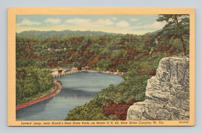 Postcard Lovers Leap Hawks Nest State Park Rte 60 New River Canyon West Virginia