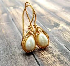 Fashion Women Pearl Stud Earrings Gold Filled Earrings Dangle earrings Ear 