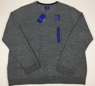 Apt Sweater Mens 2XL Gray Slim Fit Wool Blend V Neck Pullover New