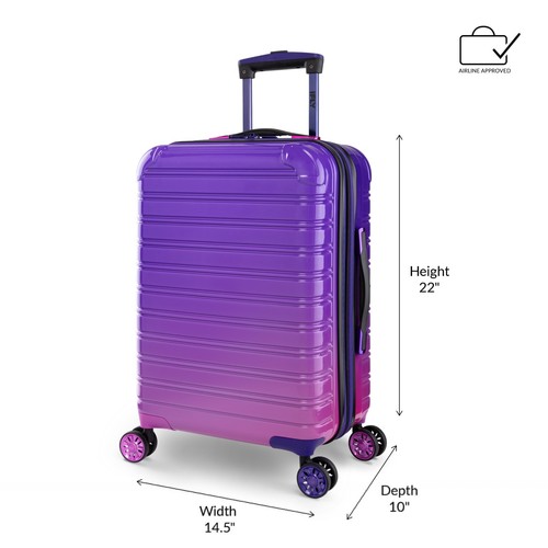 iFLY Fibertech 3 Piece Hard Case Expandable Luggage Midnight Berry 56+66+76cm - Picture 2 of 16