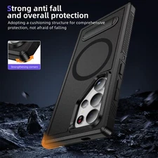 For Samsung S25 Ultra S24 S23 Magnetic Invisible Stand Hard Back Slim Armor Case