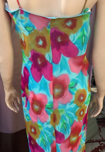 My Michelle Vintage Floral Dress Multicolor Midi Fringe Watercolor Fairy 13/14 - Picture 9 of 10
