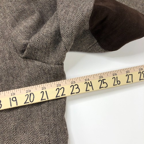Tasso Elba LG 42-44 Elbow Patch Herringbone Wool Blend Sport Coat Jacket Brown - Picture 13 of 16