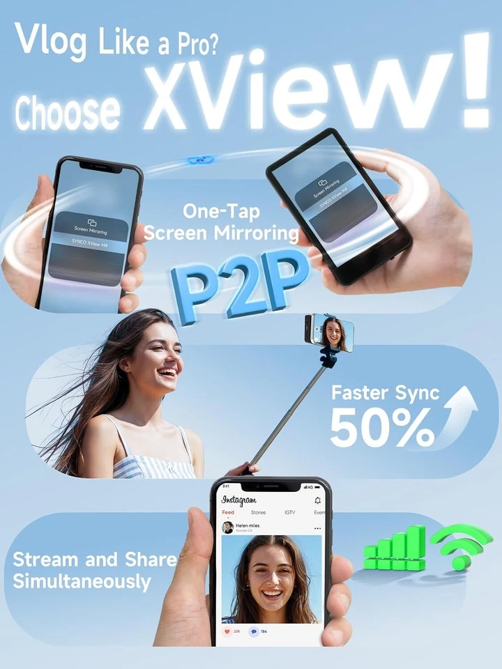 SYNCO XView M4 Wireless Selfie Monitor Screen Magnetic For iPhone&Android Phone - Image 4 of 4