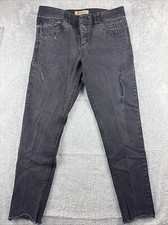 Democracy "Ab" Technology Women's Jeans Size 10 Denim Elastic Waist Black Studs