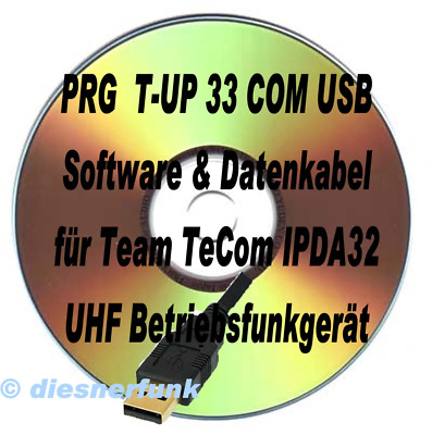 TEAM T-UP33-COM USB Software CD &  Datenkabel TEAM TeCom-IPDA32 UHF Betriebsfunk