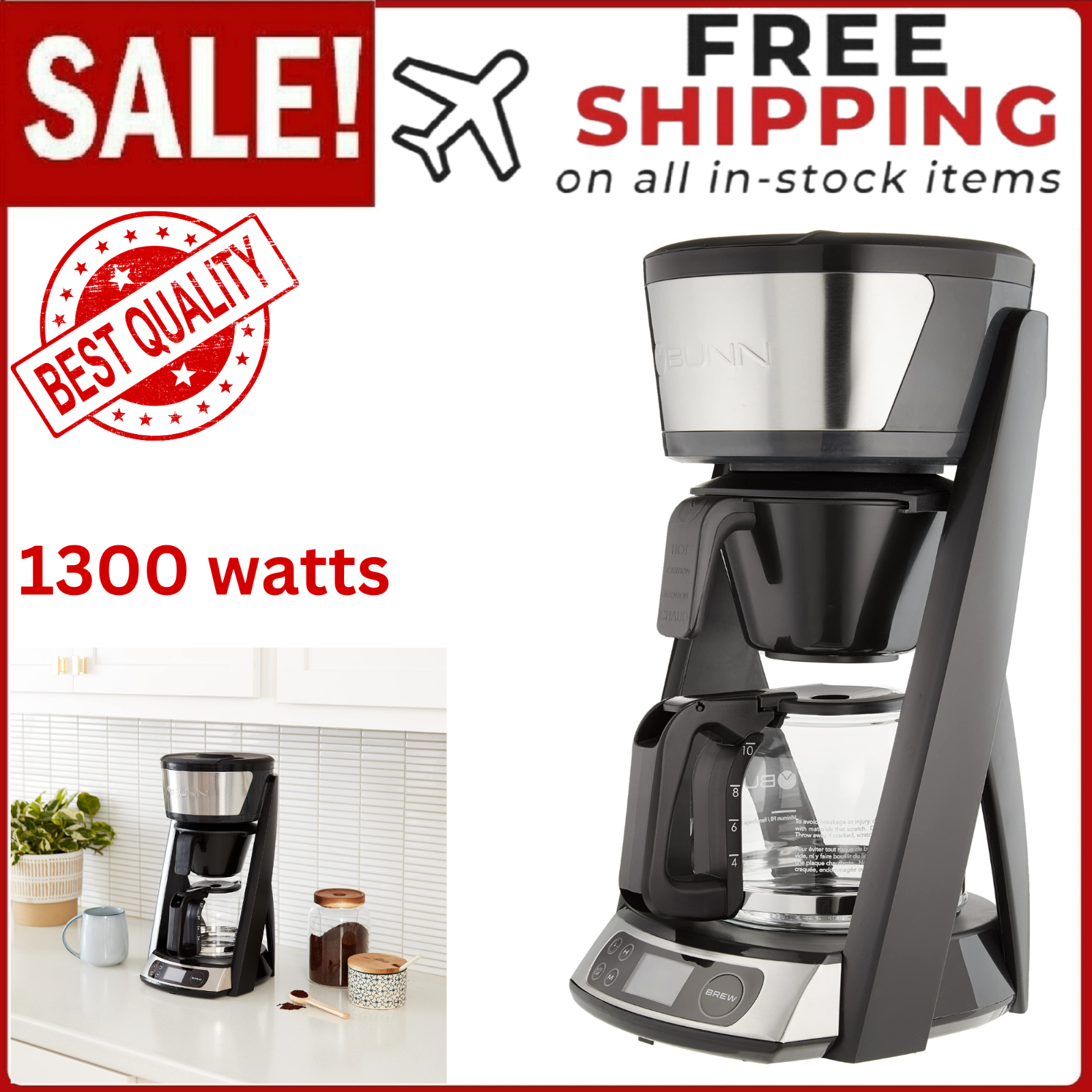 BUNN Heat N Brew Programmable Coffee Maker, 10 cup, Stainless Steel 72504124278 eBay