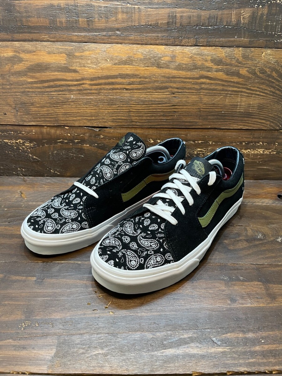 Vans Sk8-Low Paisley Suede Black Green Men Unisex Casual Lifestyle