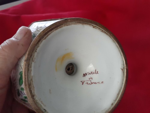 Antique French Porcelain and Brass Inkwell with Matching Wax Seal pre-owned - Picture 8 of 12