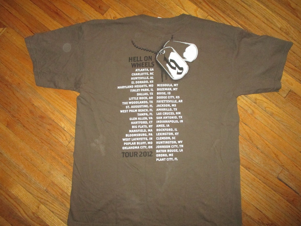 T-shirt Concert Brantley Gilbert 2012 - Taille L, Marron, 100% Coton, état Excellent