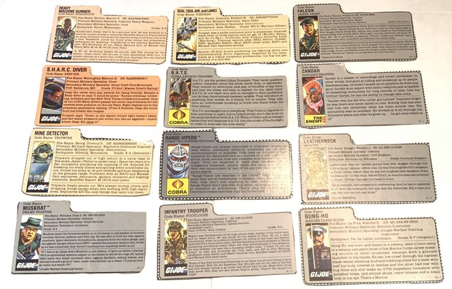 Vintage GI Joe File Card Lot of 12 1980's File Cards | eBay