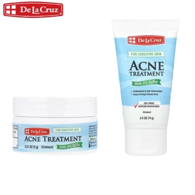 De La Cruz Acne Treatment with 5% Sulfur for Sensitive Skin Oil-Free Spot Clear