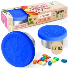 3 X 1.7oz Condiment Containers with Lids - Leakproof w/Silicone Lid... Fast Ship