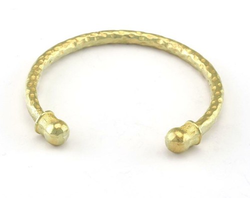 Brazalete con cabeza esférica ajustable martillada oro antiguo plata latón crudo tamaño 55 mm - Imagen 6 de 12