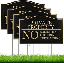 4 Pack No Trespassing Signs Private Property 12 x 8 Inch Soliciting Sign... 