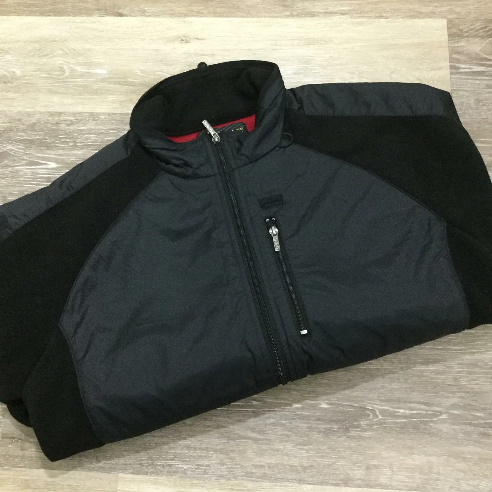 HYDROGEN Full Zip Up Mock Neck Gray & Black Softshell Jacket Men's Size Large