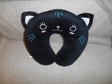 KIDS U-shaped PLUSH TRAVEL PILLOW NECK PILLOW BLACK KITTY CAT CUTE VGUC