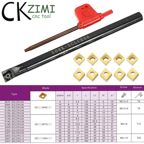 S08K-SCLCR06 8×125mm CNC Lathe Turning Tool Holder Boring Bar +10Pcs CCMT060204 - Picture 6 of 6