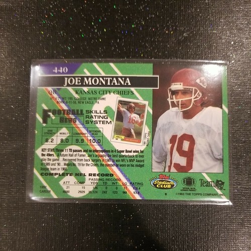 1993 Topps Stadium Club #440 Joe Montana Chiefs 👉FREE SHIPPING👍🏈 - Picture 9 of 12