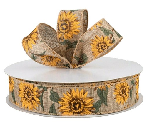 sunflower ribbon品 Amazon.com: Whaline Summer Sunflower Wired Edge Ribbon 10