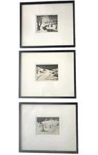 Lowell S. Bobleter Dry Point Etching Talio-Chrome Prints Lot 3 Framed Matted