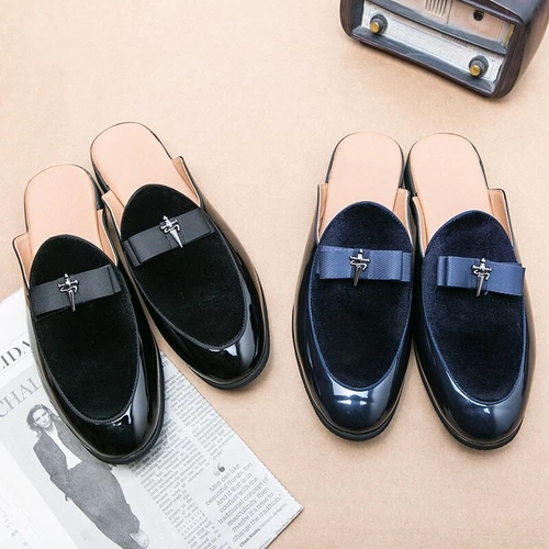 Men Casual Shoes Sandals Slip On Flat Half Loafers Luxury Male Slippers Slides - Bild 5 von 29