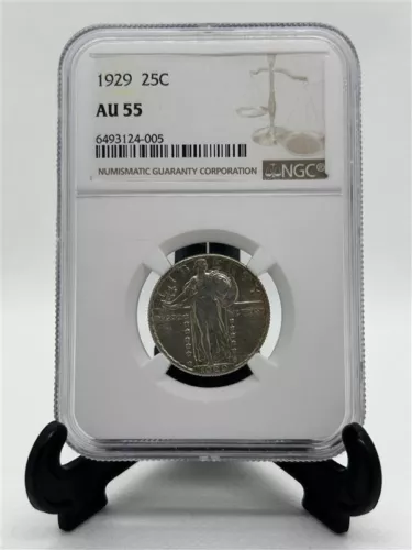 1929 AU55 25C Standing Liberty Quarter NGC