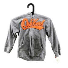 NWT OshKosh B'gosh Kids Size 6 Boys Girls Gray Orange Fleece Zip Hoodie