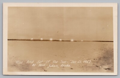 Postcard Rise and Set of the Sun 1927 Fort Yukon Alaska Time Lapse RPPC Unposted