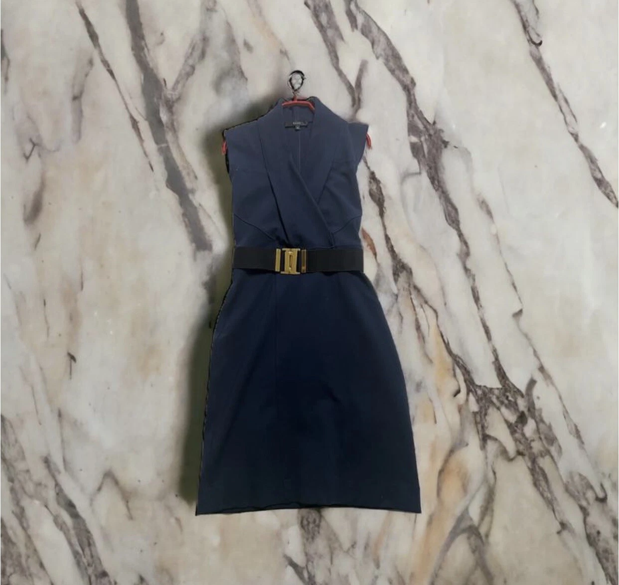 Robe pliante châle ceinturée GUCCI A/W 2009 grise décolleté surpiqué fourreau taille M