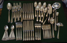 Silverware Art Deco Tiered Pattern for 6 People Large + Small 64 Pieces BG 90s