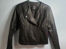 Women’s Kendall & Kylie Black Full Zip Cafe Jacket Faux Leather Moto Size Xs