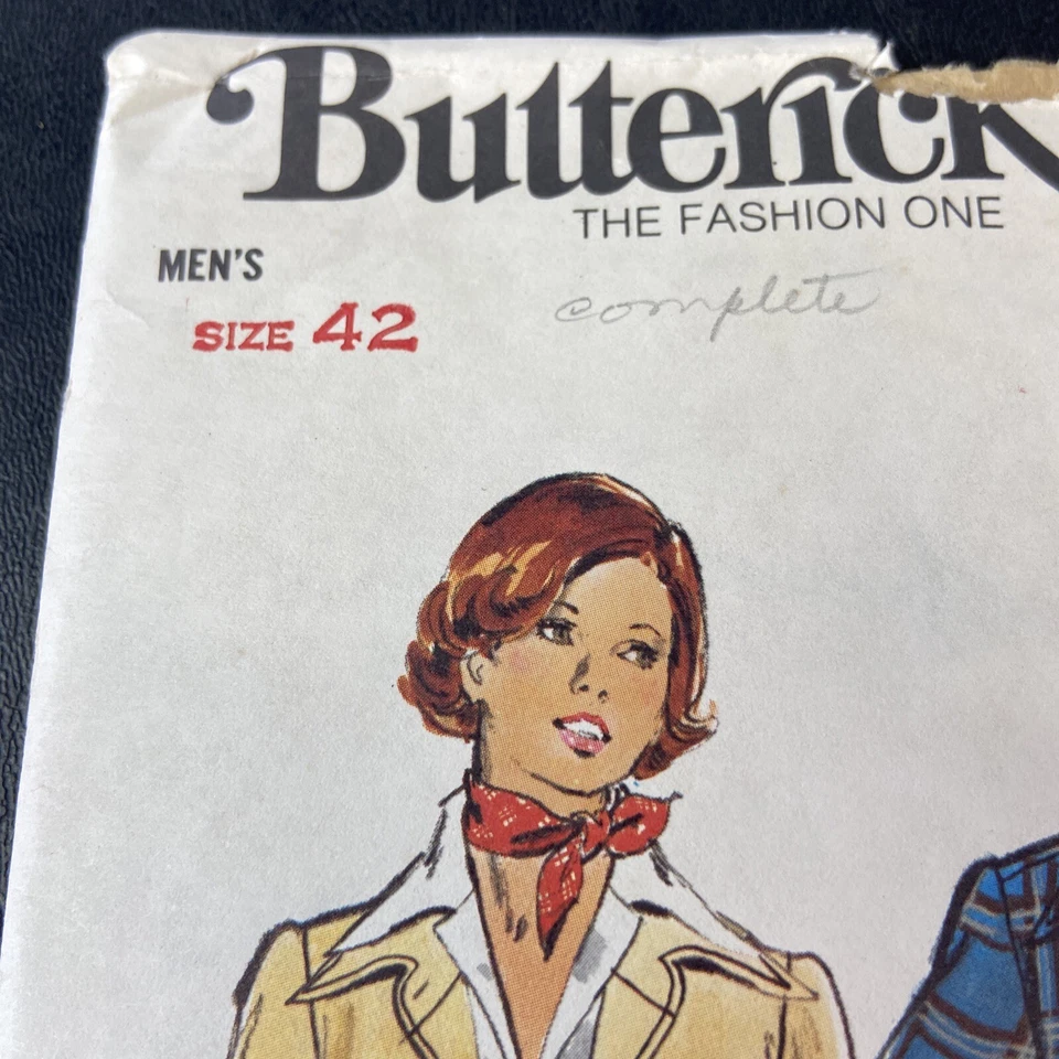 Butterick 3781 Men's Shirt Jacket Pointed Collar Sz 42 COMPLETE VTG - Image 2 of 4