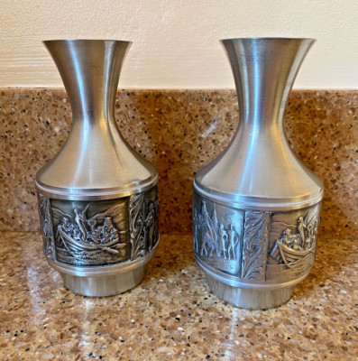 2er SET VINTAGE ZINN VASEN - MADE IN NORWAY - 1TK AUF DER UNTERSEITE MARKIERT