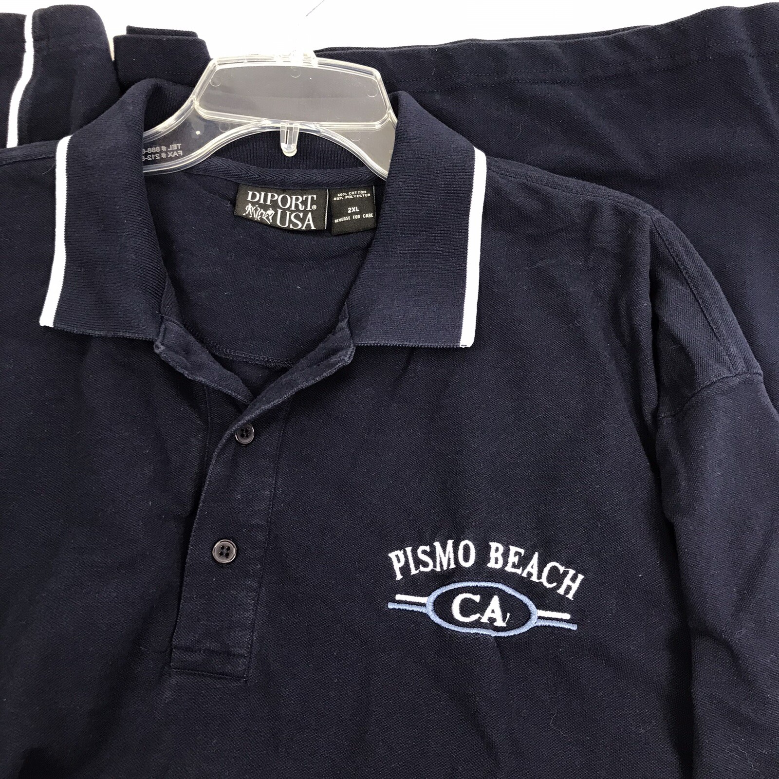 Vintage Polo Shirt Diport USA Pismo Beach Ca Embroidered 2XL Blue