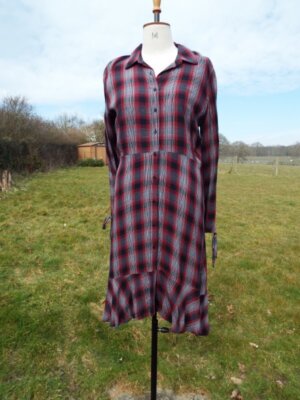 Red Check Long Sleeve Button Through Hi-Lo Hem Dress CAPSULE UK 14 BNWT RRP £39