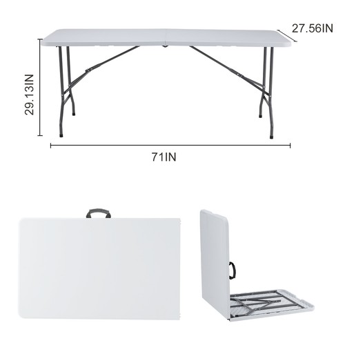 Portable Folding Table Heavy Duty Camping Picnic Table 4/6/8FT with Handle - Picture 5 of 21
