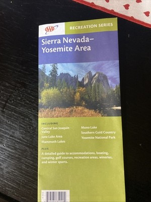 Sierra Nevada Yosemite Area Guide Map CA AAA Recreation Series Map 