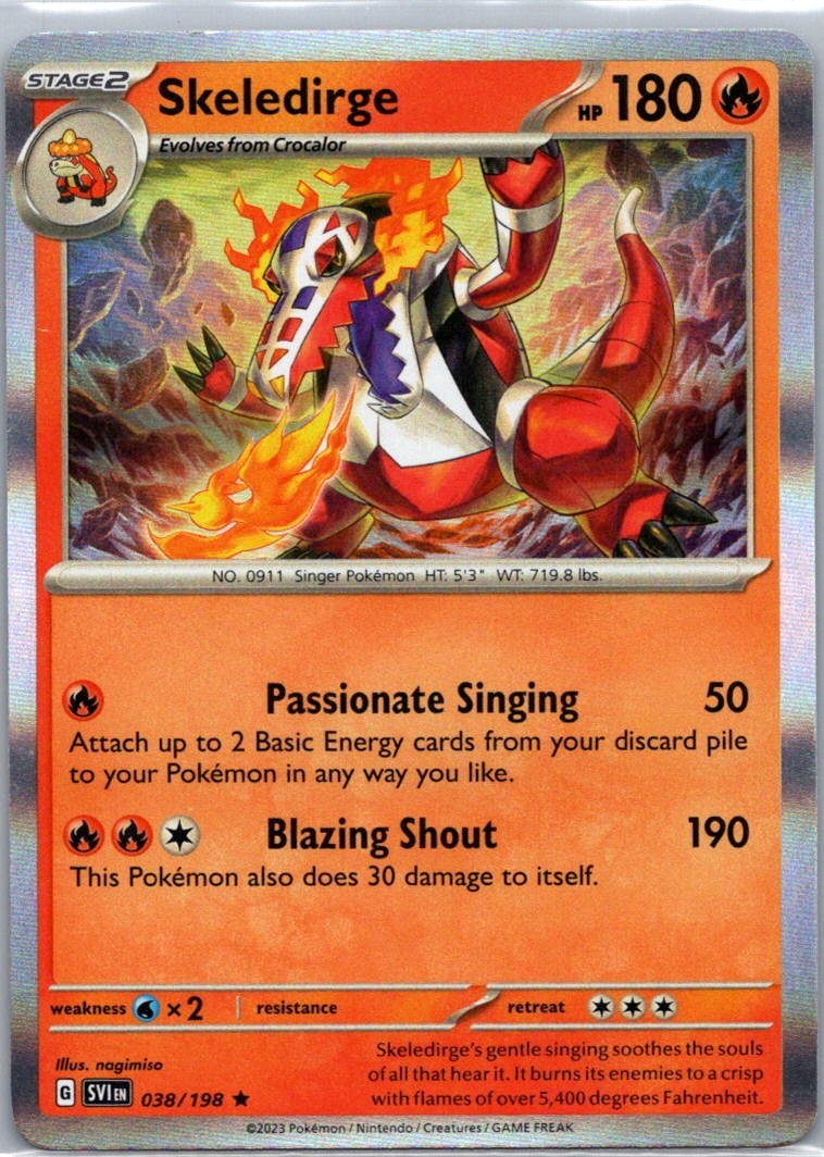 Pokemon TCG Skeledirge 38/198 Scarlet Violet Holo LP
