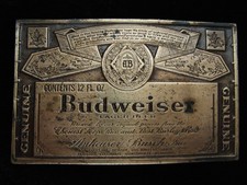 QG29136 VINTAGE 1970s GENUINE BUDWEISER LAGER BEER ANHEUSER-BUSCH BELT BUCKLE